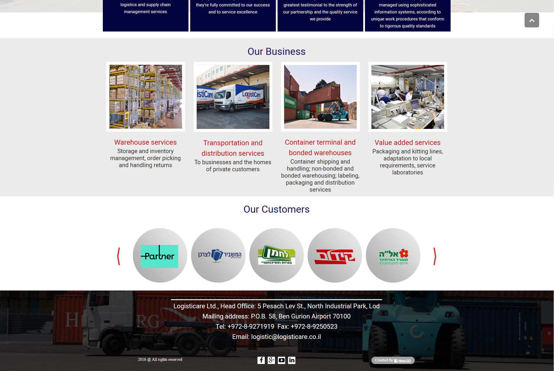Logisticare בניית אתרים אתר תדמיתי תדמית אינטרנט